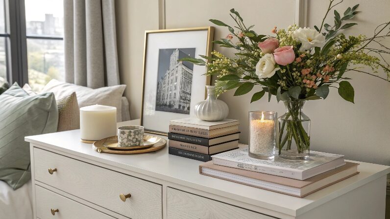how to decorate top of dresser